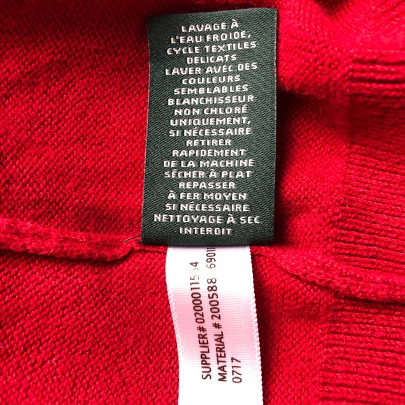 Ralph Lauren Sweater Red with Leather Accent - Picture 5 of 8